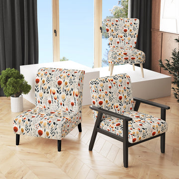 Nordic Grace Orange Floral Harmony - Cottage Arm Chair